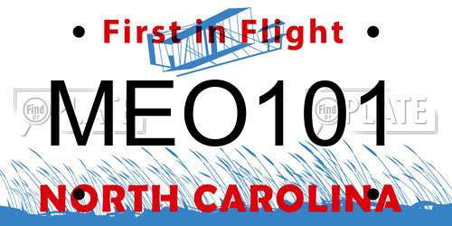 MEO101 North Carolina License Plate