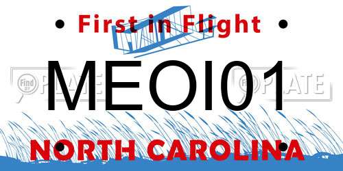 MEOI01 North Carolina License Plate