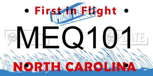 MEQ101 North Carolina License Plate