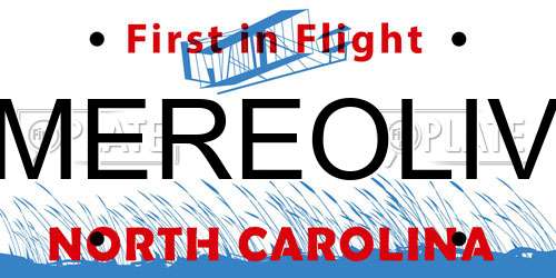 MEREOLIV North Carolina License Plate