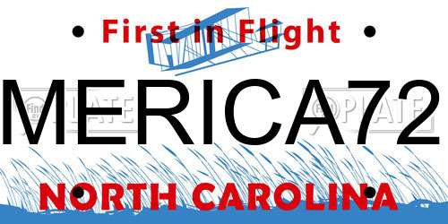 MERICA72 North Carolina License Plate