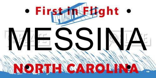 MESSINA North Carolina License Plate