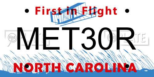 MET30R North Carolina License Plate