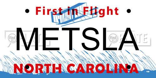 METSLA North Carolina License Plate