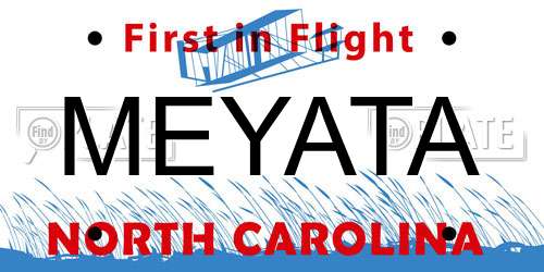 MEYATA North Carolina License Plate