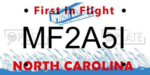 MF2A5I North Carolina License Plate