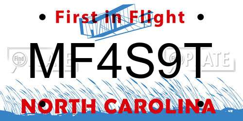 MF4S9T North Carolina License Plate