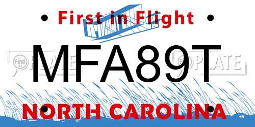 MFA89T North Carolina License Plate