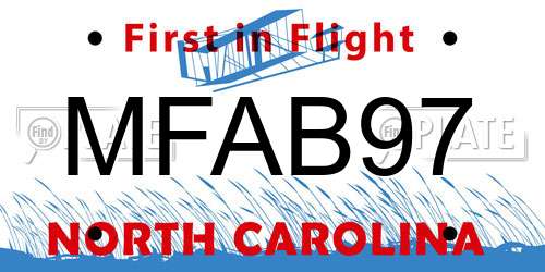 MFAB97 North Carolina License Plate