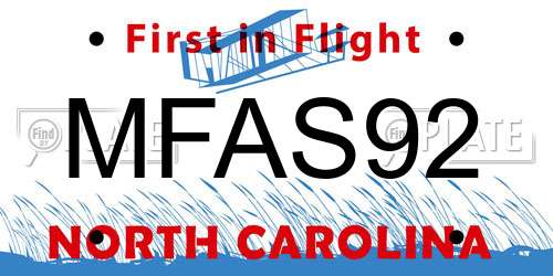 MFAS92 North Carolina License Plate