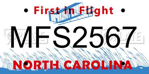 MFS2567 North Carolina License Plate