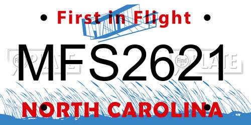 MFS2621 North Carolina License Plate