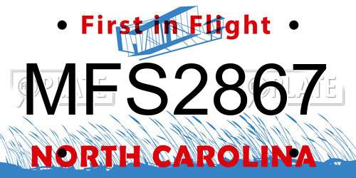 MFS2867 North Carolina License Plate