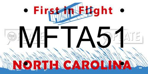 MFTA51 North Carolina License Plate