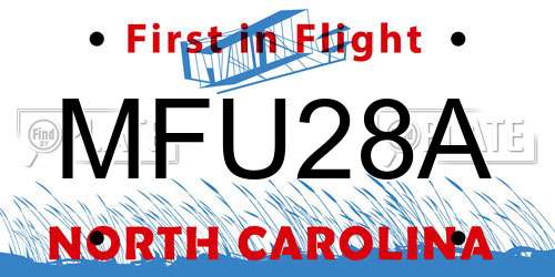 MFU28A North Carolina License Plate