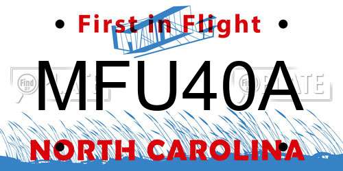 MFU40A North Carolina License Plate