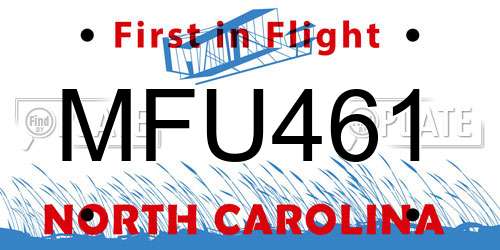 MFU461 North Carolina License Plate