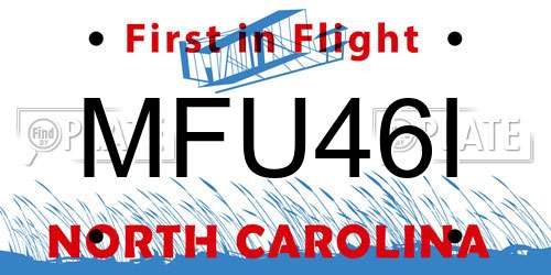 MFU46I North Carolina License Plate