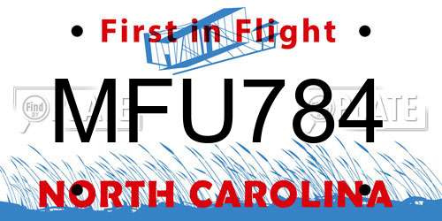 MFU784 North Carolina License Plate