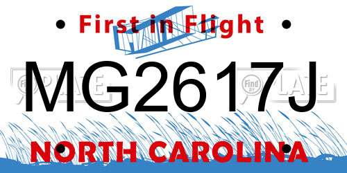 MG2617J North Carolina License Plate