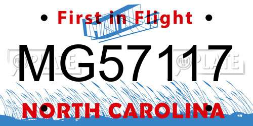 MG57117 North Carolina License Plate