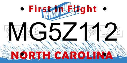 MG5Z112 North Carolina License Plate