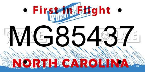MG85437 North Carolina License Plate