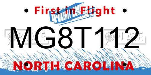 MG8T112 North Carolina License Plate