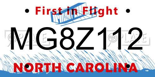 MG8Z112 North Carolina License Plate
