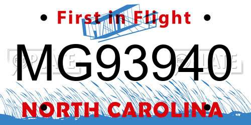 MG93940 North Carolina License Plate