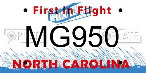 MG950 North Carolina License Plate