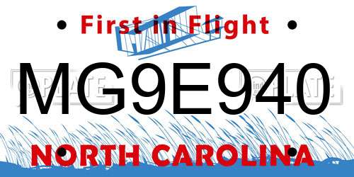 MG9E940 North Carolina License Plate
