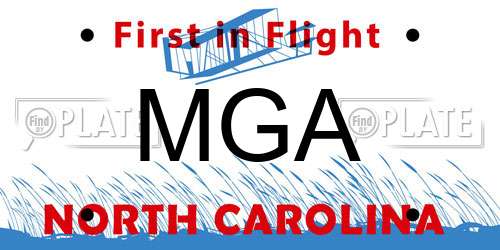 MGA North Carolina License Plate