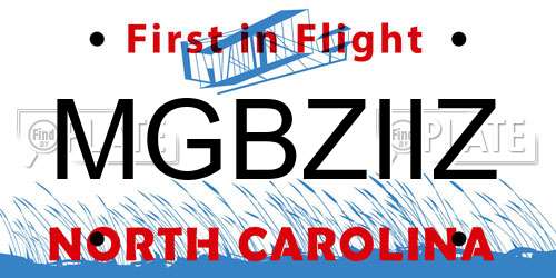 MGBZIIZ North Carolina License Plate