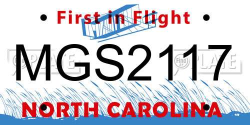 MGS2117 North Carolina License Plate