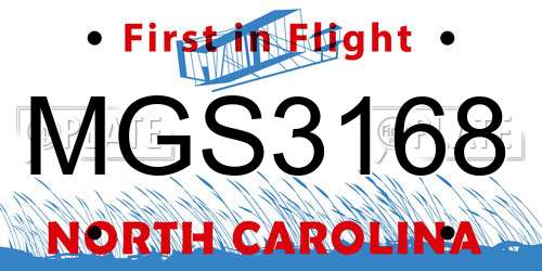MGS3168 North Carolina License Plate