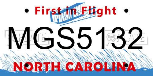 MGS5132 North Carolina License Plate