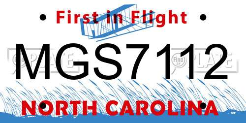 MGS7112 North Carolina License Plate