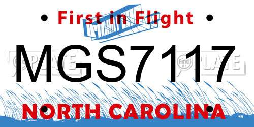 MGS7117 North Carolina License Plate
