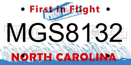 MGS8132 North Carolina License Plate