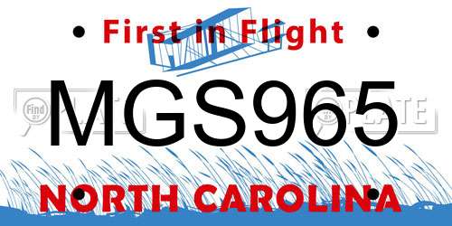 MGS965 North Carolina License Plate
