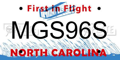 MGS96S North Carolina License Plate