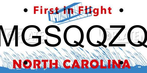 MGSQQZQ North Carolina License Plate