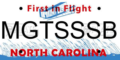 MGTSSSB North Carolina License Plate