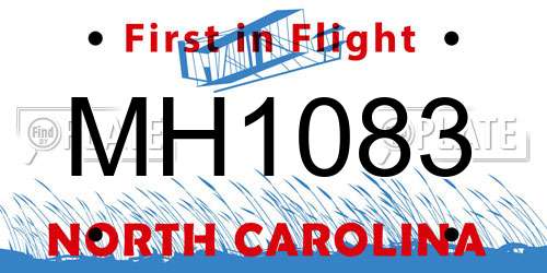 MH1083 North Carolina License Plate