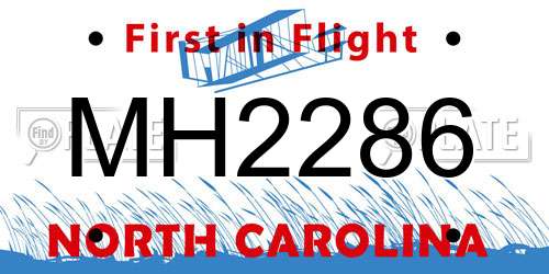 MH2286 North Carolina License Plate