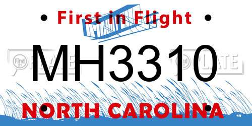 MH3310 North Carolina License Plate
