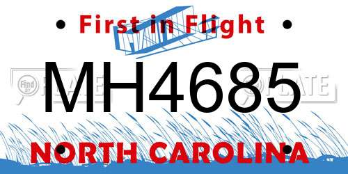 MH4685 North Carolina License Plate