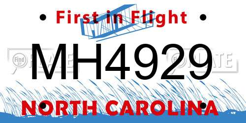 MH4929 North Carolina License Plate
