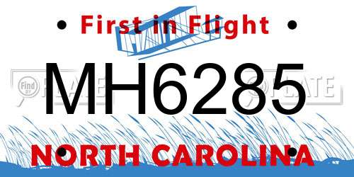 MH6285 North Carolina License Plate